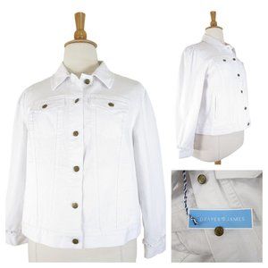 Draper James Womens Plus Size Magnolia White Denim Jacket Size 2X